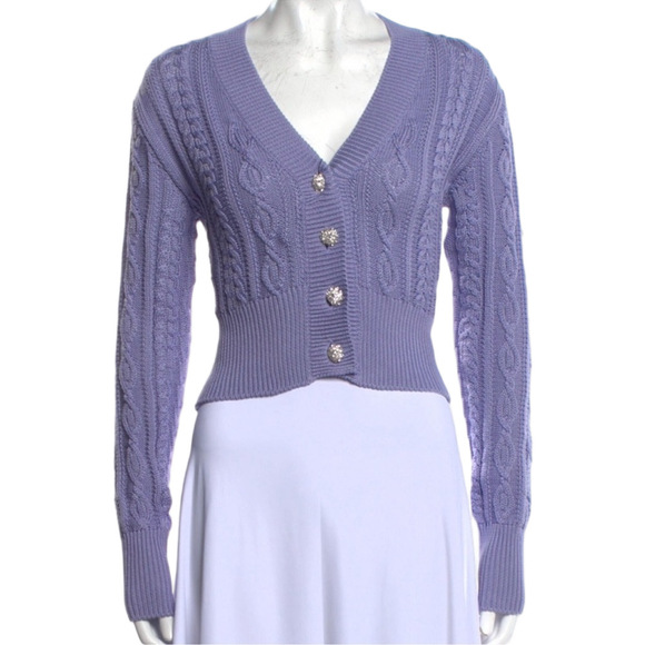 Golden Goose Crystal Embellished Lilac Cable Knit Cardigan (Size S) - Picture 10 of 10